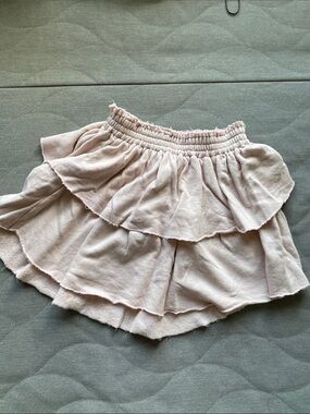 aerie Pale Pink Smocked Ruffle Mini Skirt
